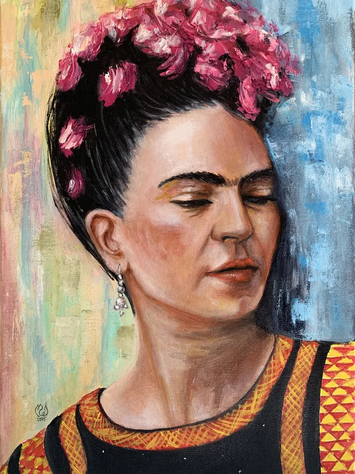 Oil Painting on Canvas 14x20 Inches – Frida Kahlo Portrait Art by MyFoxyArt