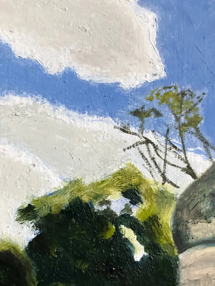 Landscape with a church hand painted original oil painting wall art 6x9 inches