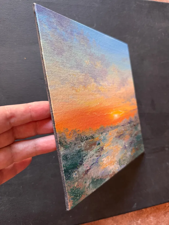 Sunset Oil Painting Original Sunset Landscape Sky Painting