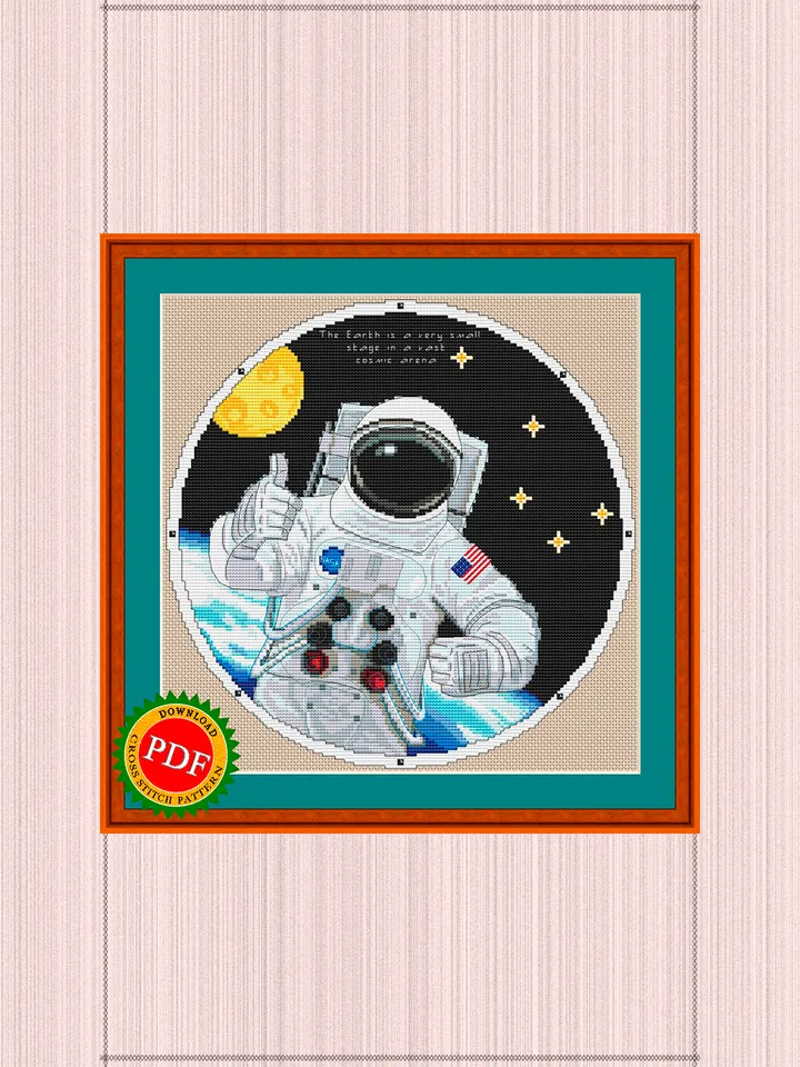 Astronaut Cross Stitch Pattern | Cosmonaut | Spacewalk