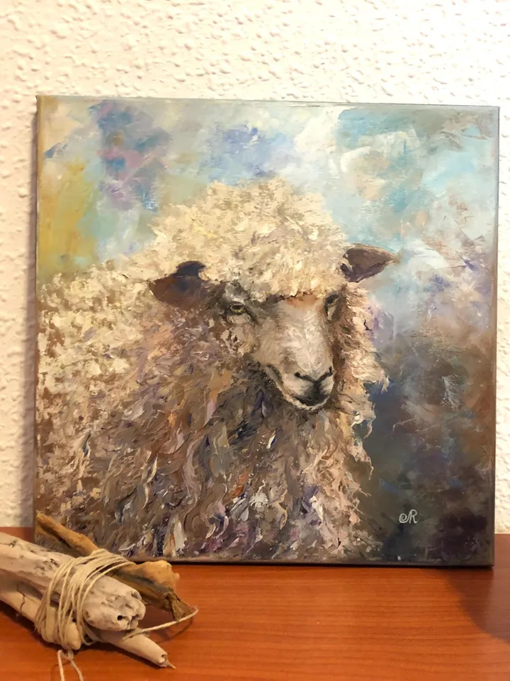 Sheep Original Painting Animal Oil Paintings Sheep Wall Art Rustic Paintings
