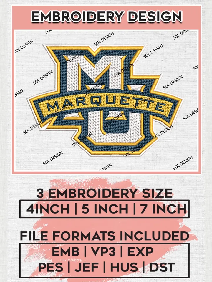 Marquette Golden Eagles Logo Machine Embroidery Design, NCAA Marquette Golden Eagles Embroidery Design Design files, NCAA Embroidery Designs, NCAA Machine Embroidery Designs, Digital Download