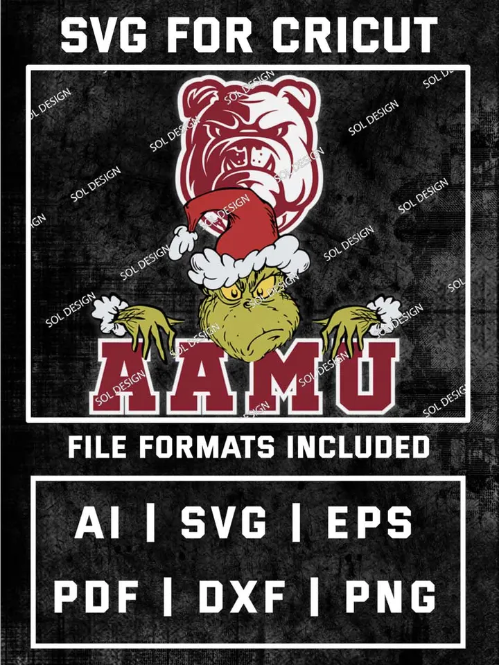 Grinch Alabama A&M Bulldogs SVG, NCAA SVG Design, NCAA AAMU Bulldogs SVG, NCAA Bulldogs Cricut, Christmas Svg, Grinch svg, Digital Download