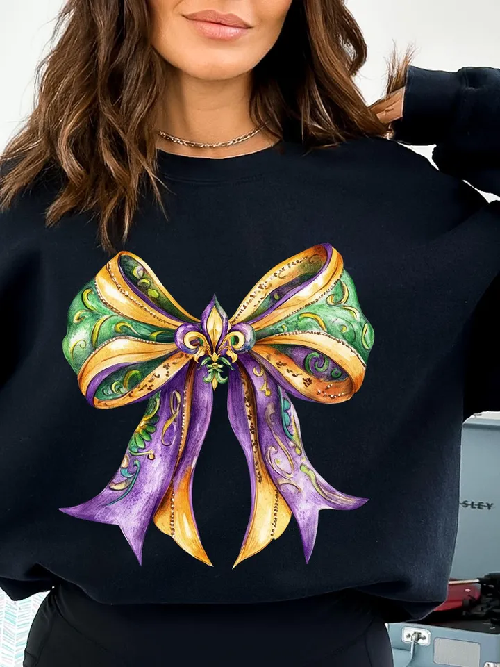 Mardi Gras Coquette Bow PNG, Mardi Gras Png, Fleur De Lis Png, Glitter, Mardi Gras Coquette Png, King Cake Png, Louisiana Crawfish Png