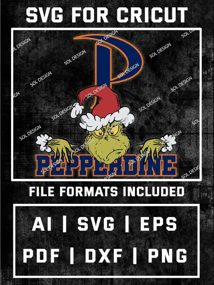 Grinch Pepperdine Waves SVG, NCAA SVG Design, NCAA Pepperdine Waves SVG, NCAA Pepperdine Team Cricut, Christmas Svg, Grinch svg, Digital Download
