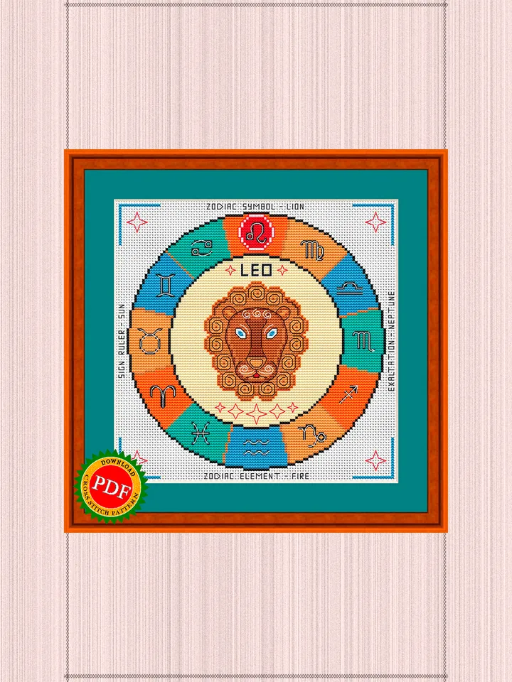 Leo Cross Stitch Pattern | Leo Zodiac Sign
