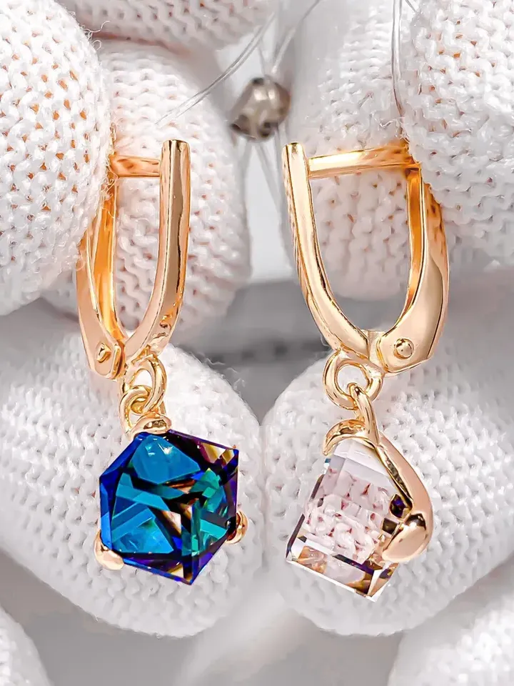 Earrings Silver gold plated 925 with cubic zirconia