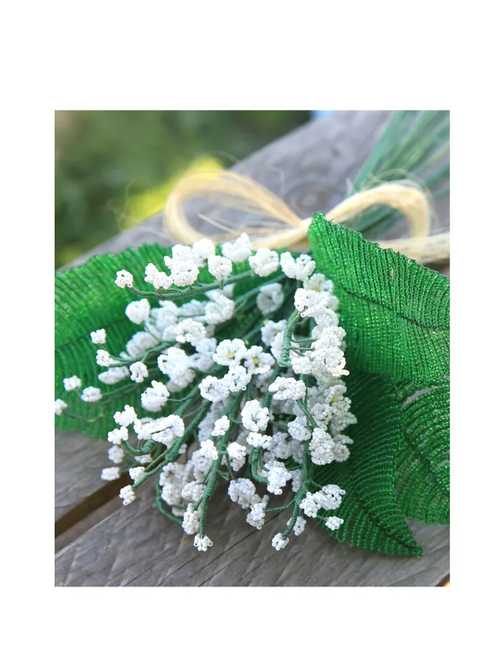Beaded dandelion, Lily of the valley, forget me not, cornflower | Beaded Flowers pattern | Seed bead patterns