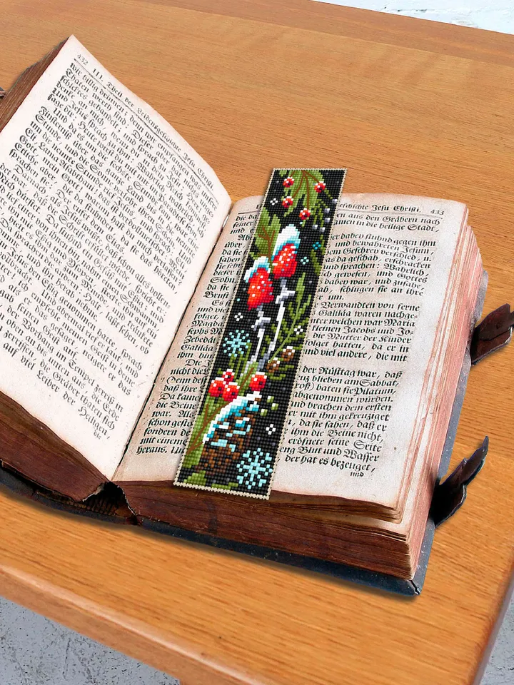 Christmas mushroom bookmark cross stitch pattern PDF download Magic mushroom cross stitch chart Christmas bookmark pattern digital PDF #B203
