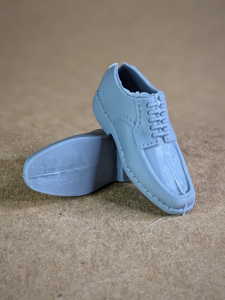Classic tapered toe gray shoes for 1/6 scale male dolls