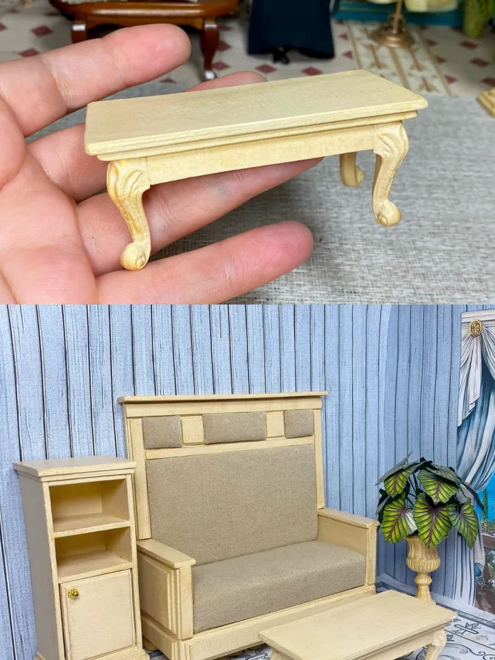 Furniture for dollhouse. Sofa for doll. 1:12. Handmade. Dollhouse miniature.