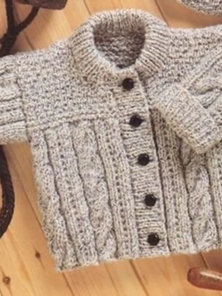 Knitting baby cardigan , Aran sweater Knitting baby Pattern PDF Cable Jacket Jumper DK 16 - 24 inch Instant download