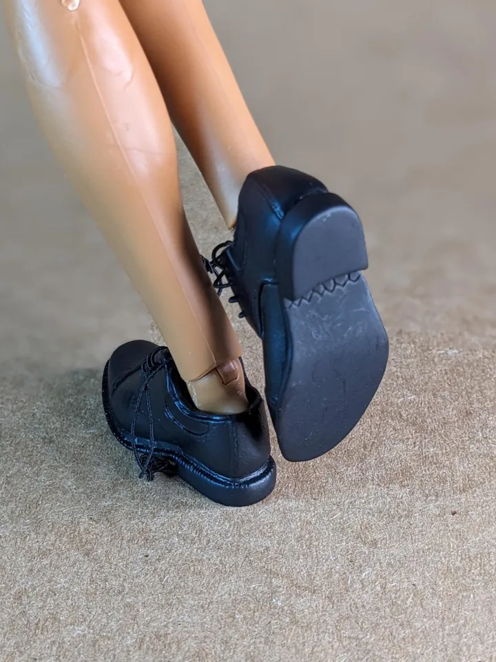 Premium icons black lace-up shoes for 12 inch male dolls