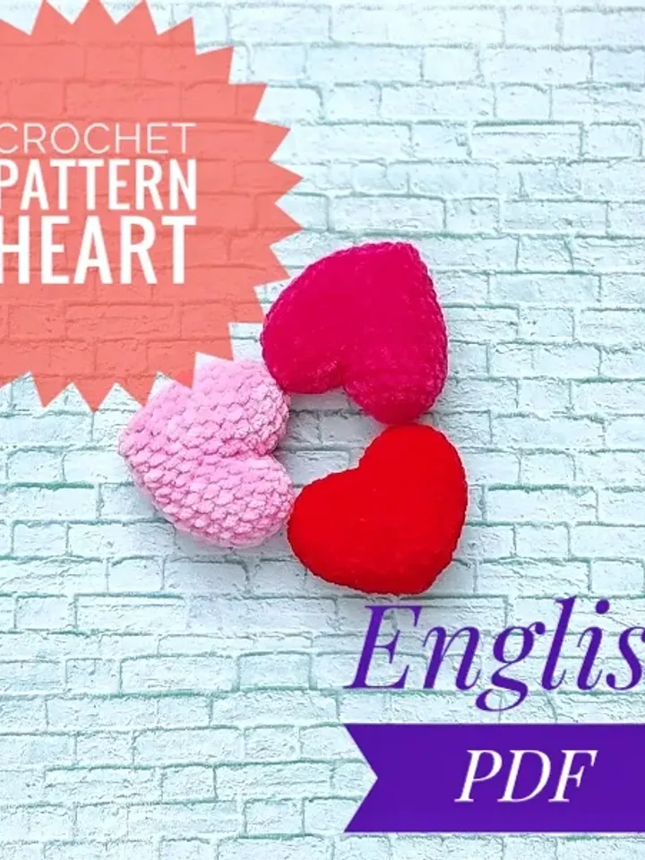 Crochet pattern heart, crochet keychain, easy crochet pattern