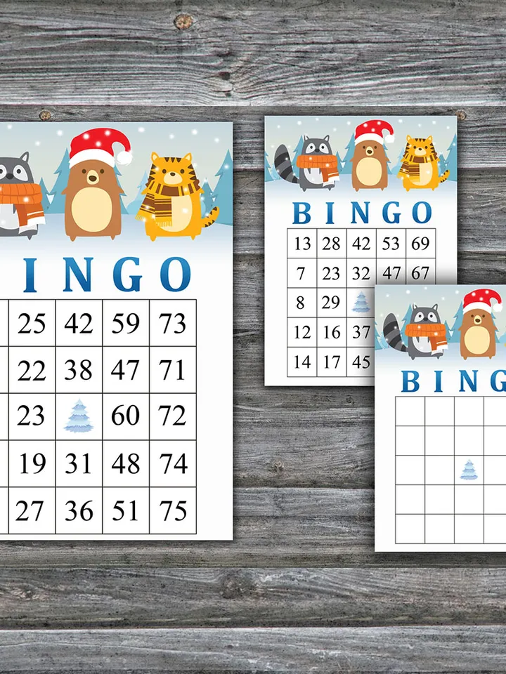 Winter animals bingo game card,Christmas bingo game card,Christmas Bingo Printable,Holiday Bingo Cards,INSTANT DOWNLOAD-