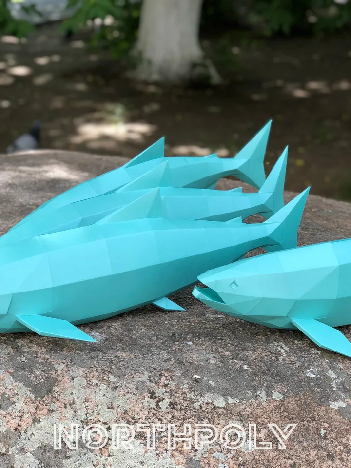 Salmon Papercraft, Fish, Digital Template, PDF Download, Gurko, 3D Low Poly, Pepakura, Origami Sculpture, Paper Party Decoration, DIY Gift