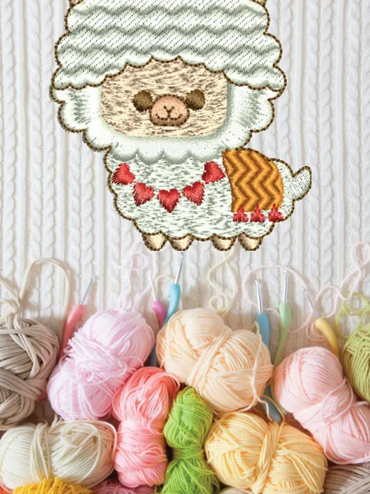 machine embroidery design cute little lamb