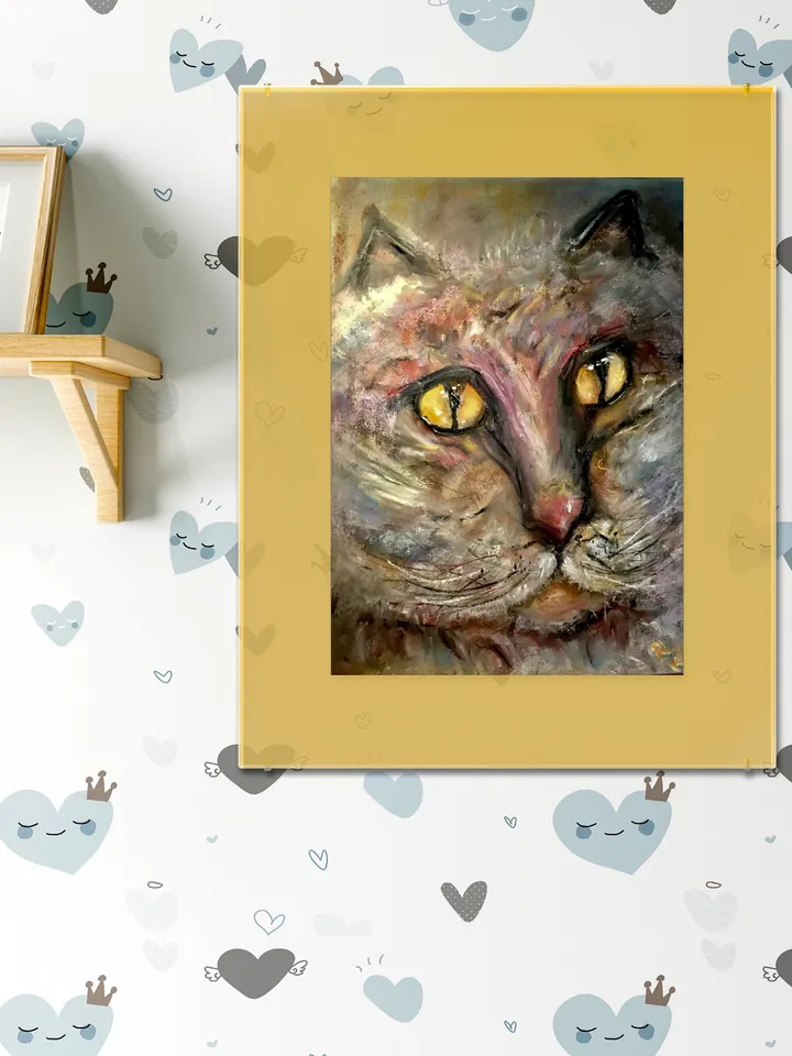 Fluffy cat original soft pastel painting,funny animals wall art,kids room decoration,nursery room painting,pink cat pastel painting,gift.