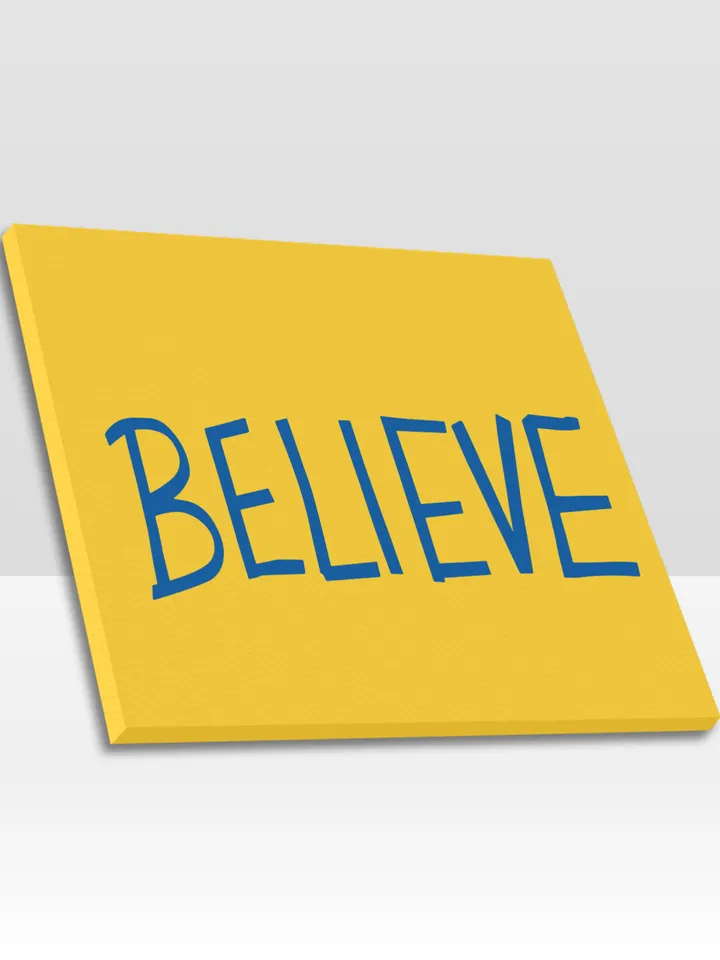Believe Sign Frame Canvas Print, Wall Art Home Decor