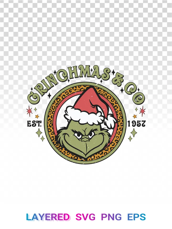 Vintage Grinchmas SVG, Retro Grinch PNG, Christmas Badge