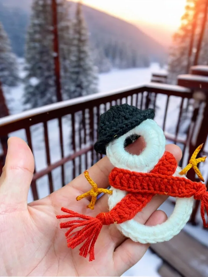 Crochet Snowman Pattern For New Year Home Decoration - Crochet Baby Blanket Pattern with Christmas Crochet Applique Pattern for Beginners