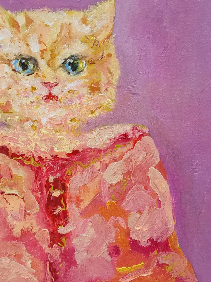 Oil painting on canvas "Portrait of a cat" 30x30cm (12x12inch)