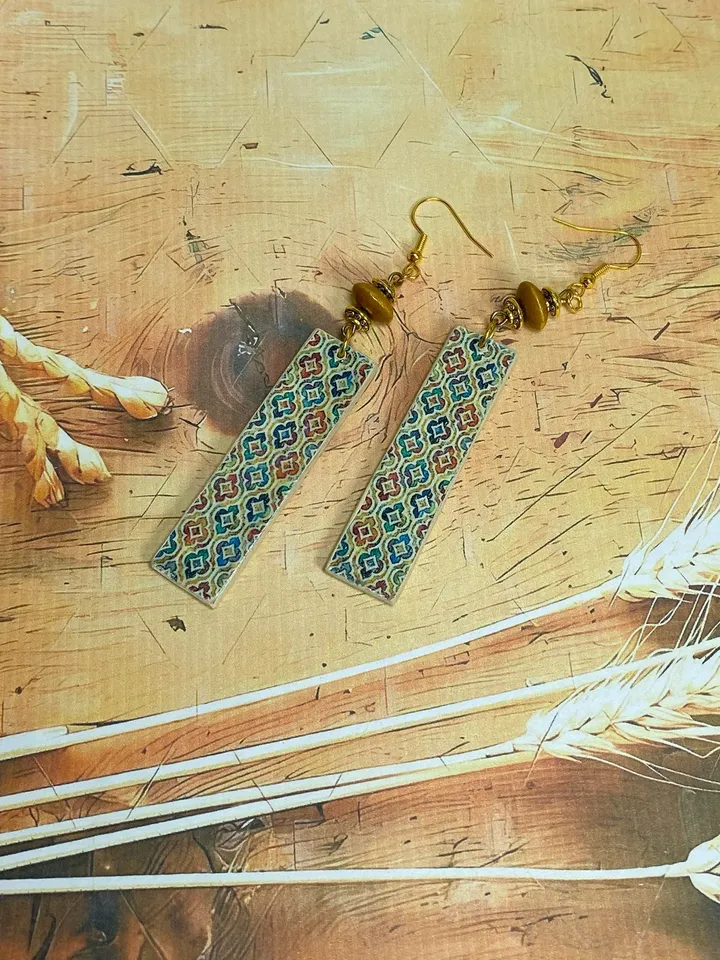Handmade earrings. Individual design. Wooden earrings.