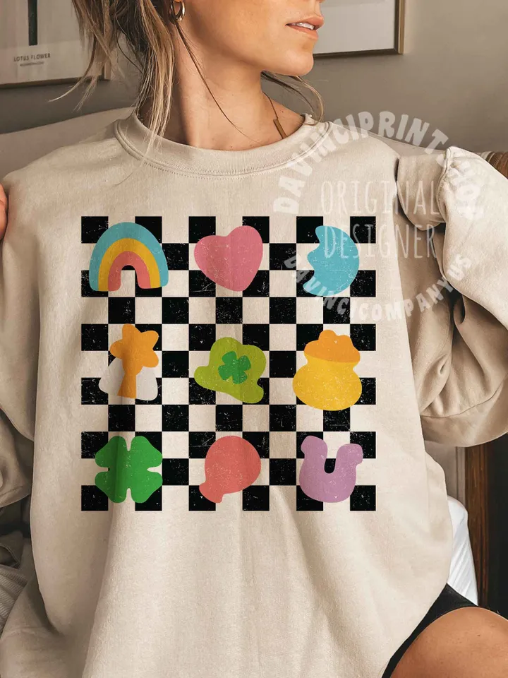 Checkered Lucky Charms Sublimation Designs, Pattys St. Patrick’s Day Holiday Lucky, St patricks day png, Kids Sublimation, Mini png, png