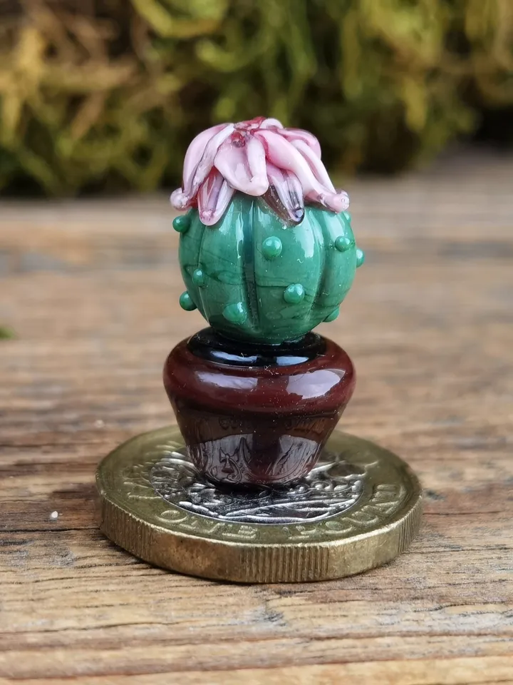 GLASS FIGURINES Cactus figurine Tiny cactus miniature cactus Blown glass art cactus ornaments Aquarium decor Cacti Succulent Dollhouse decor