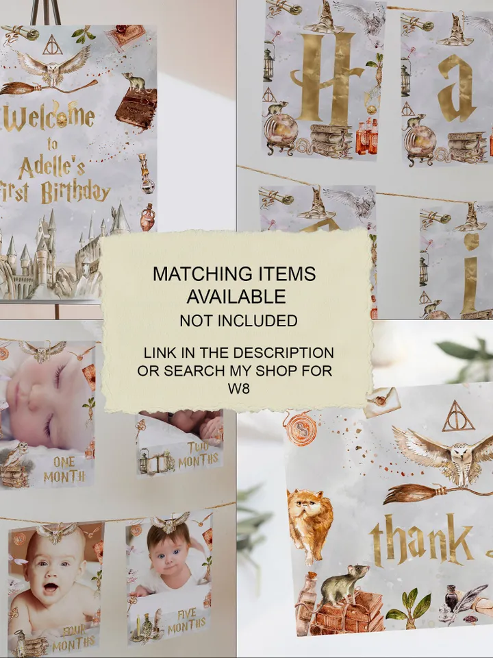 Editable Thank you card Wizard Birthday Party; Magic School Birthday; Printable thank you card ; thank you Magical Party Decoration; W8