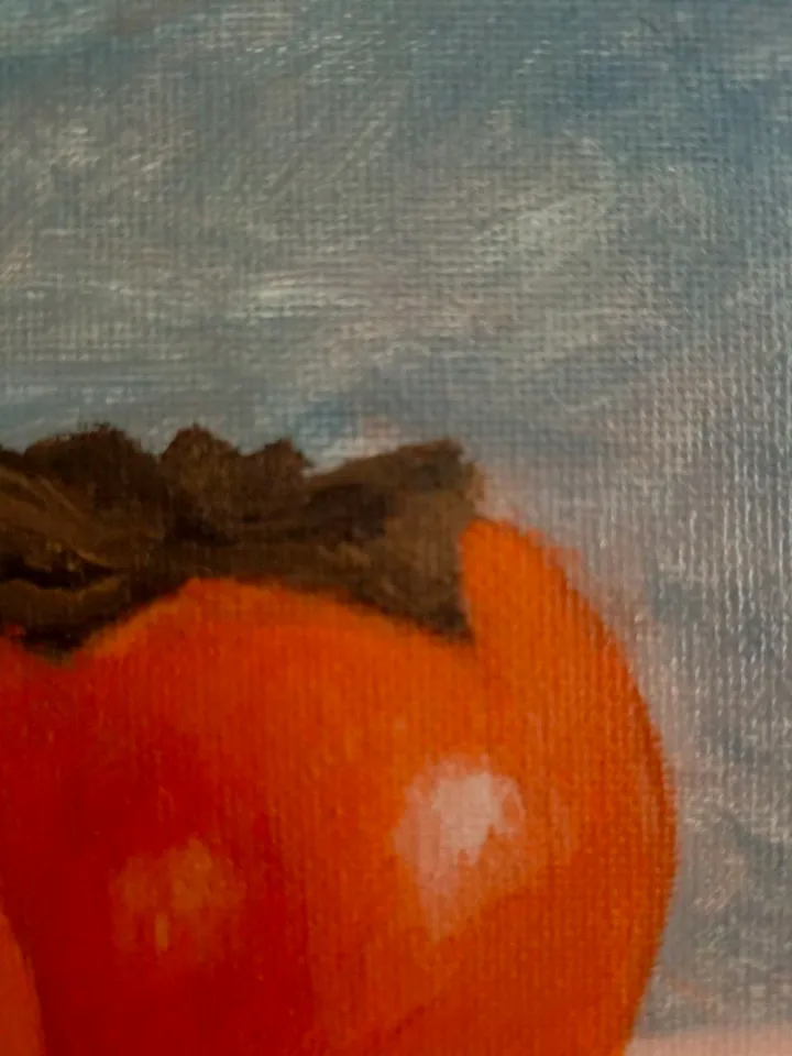 Oil painting Still life Juicy orange persimmon