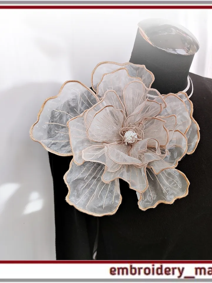 Addition to the set of 3D organza flower designs in the hoop from Embroidery Manavi 05