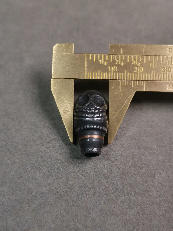 Gandhanra Tibetan Cold Iron Guru Bead,Skull Shape T-drilled 3-Hole Prayer Bead,Mala Bead,Connector Bead for Buddhist Bead Accessories