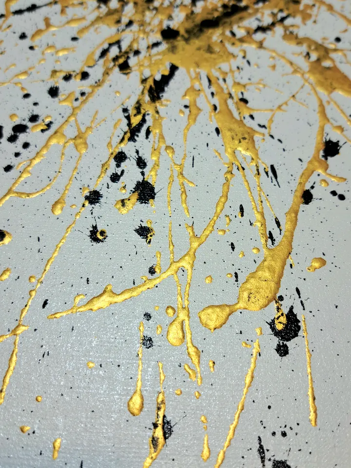 Painting with gold paint "Oil (Petroleum)" abstract black with gold contemporary art
