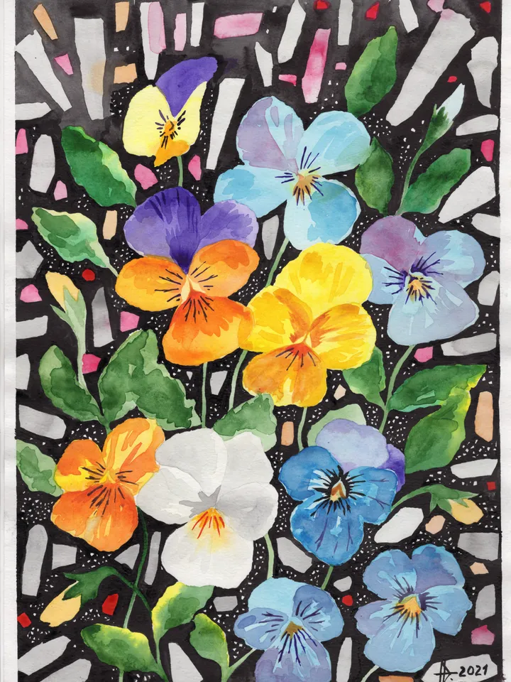 Watercolor painting. Abstraction. Flowers.