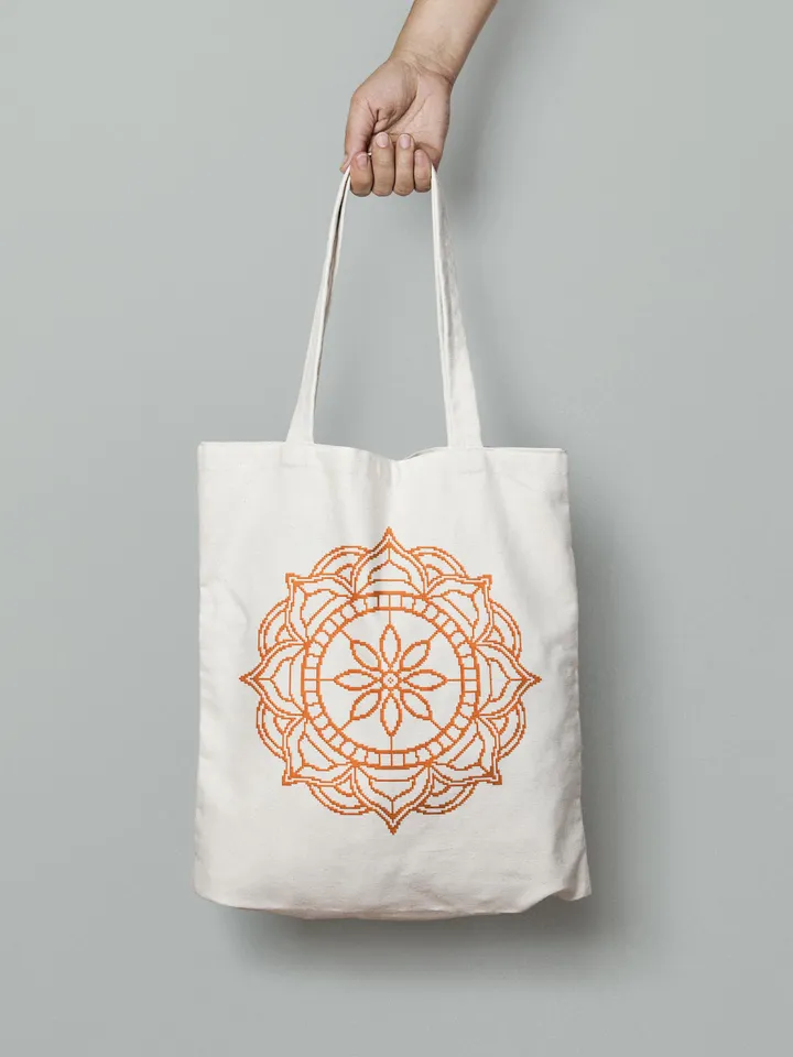 Easy mandala cross stitch pattern download PDF Flower mandala digital Monochrome cross stitch Modern cross stitch chart Home decor #M80