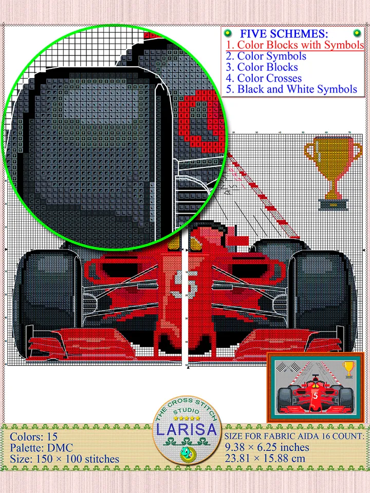F1 Cross Stitch Pattern | Formula One Car | Formula 1
