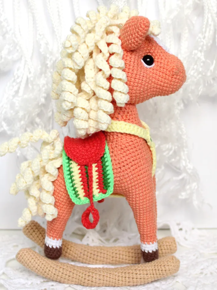 Rocking horse crochet pattern PDF in English Amigurumi horse toy