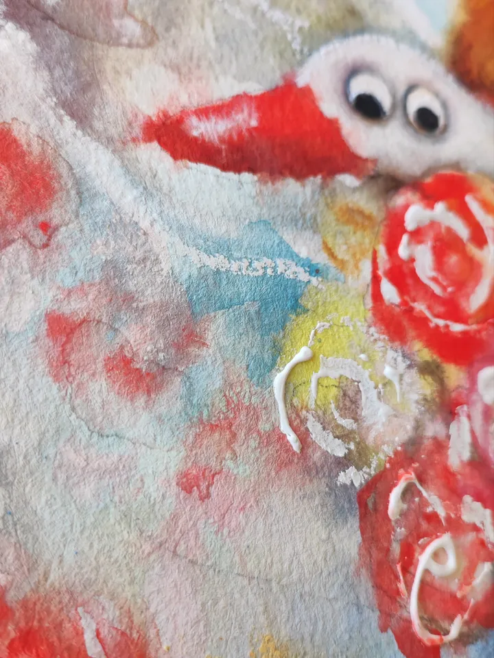 27x27cm Artwork by Julia Schigal "The Best Gift" - watercolor, gouache, pastel