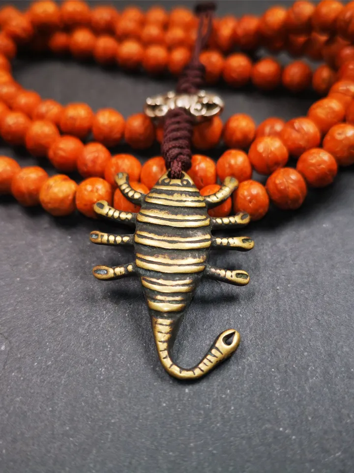 Gandhanra Handmade Tibetan Amulet,Scorpion Guru of Padmasambhava, Buddhist Scorpion Pendant,1.57"