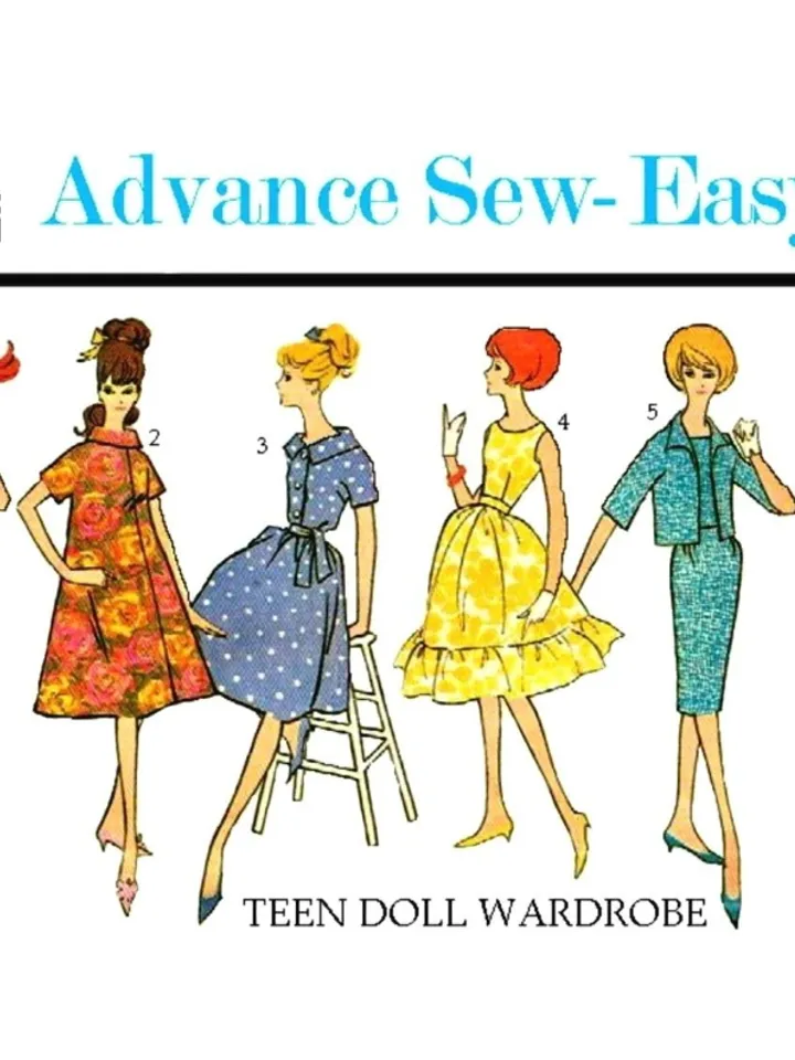 Barbie Vintage Sewing Pattern PDF Fashion Dolls size 11 1/2 inches Advance 3377