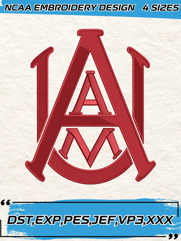 Alabama A&M Bulldogs Embroidery Designs,NCAA Logo Embroidery Design,Machine Embroidery Design File,4 Sizes, Digital Download