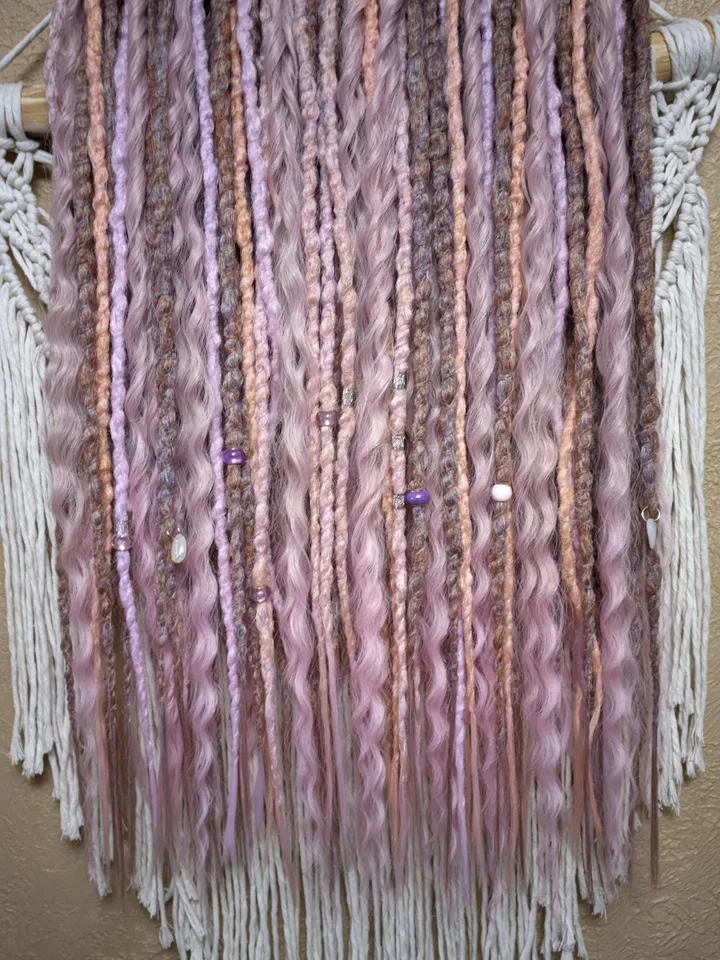 Ready to ship Full set of dreadlock extensions Pastel Double Ended dreads with curls and accessories