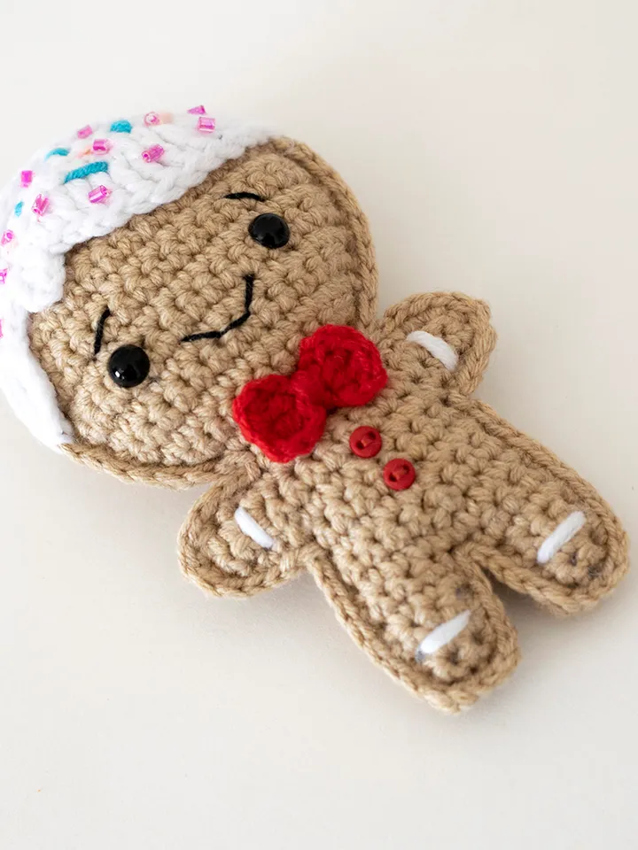 Crochet gingerbread man boy Christmas home decor, cute stuffed toy Christmas gift idea, Christmas vibe, Christmas sign