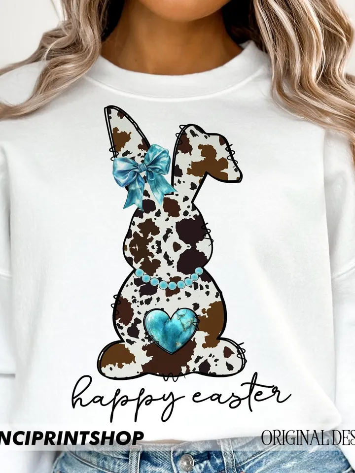 Cowhide print Easter bunny png, Easter png, Happy Easter png, Cow Print Bunny png, Girls Easter png, Easter Clipart, Easter Rabbit, png file