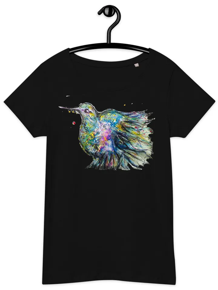 Hummingbirds Bird Women’s basic organic t-shirt made with my original watercolour painting