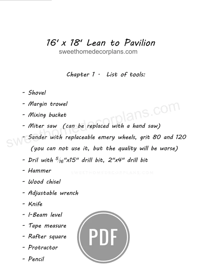 DIY 16 x 18 lean to pavilion plans pdf. Detached carport plans. Wooden covered gazebo outdoor plans. Timber frame backyard pavilion plans.