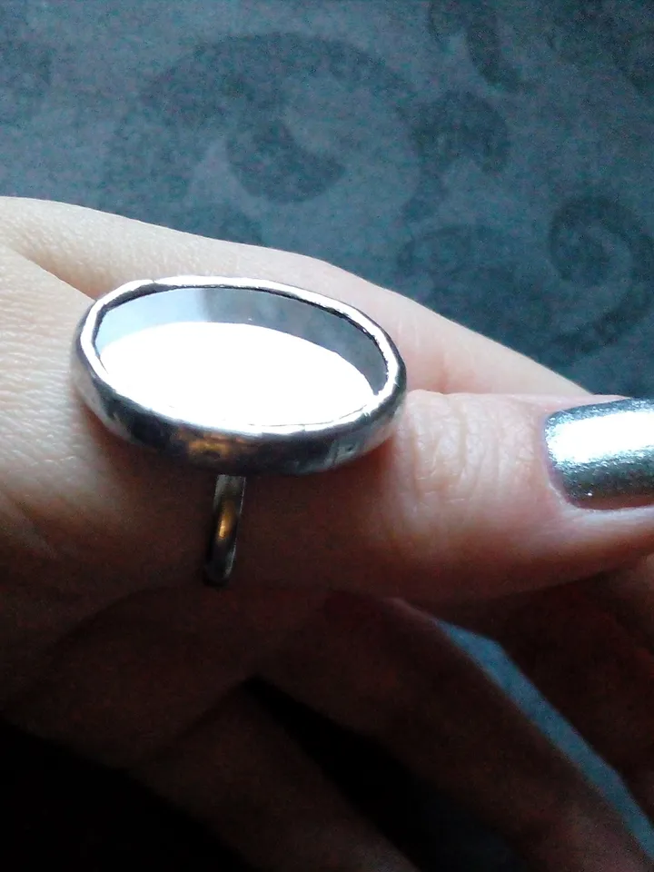 Mirror oval ring, Halloween ring, witchy aesthetic, tin soldered glass ring, stained glass ring, protection ring