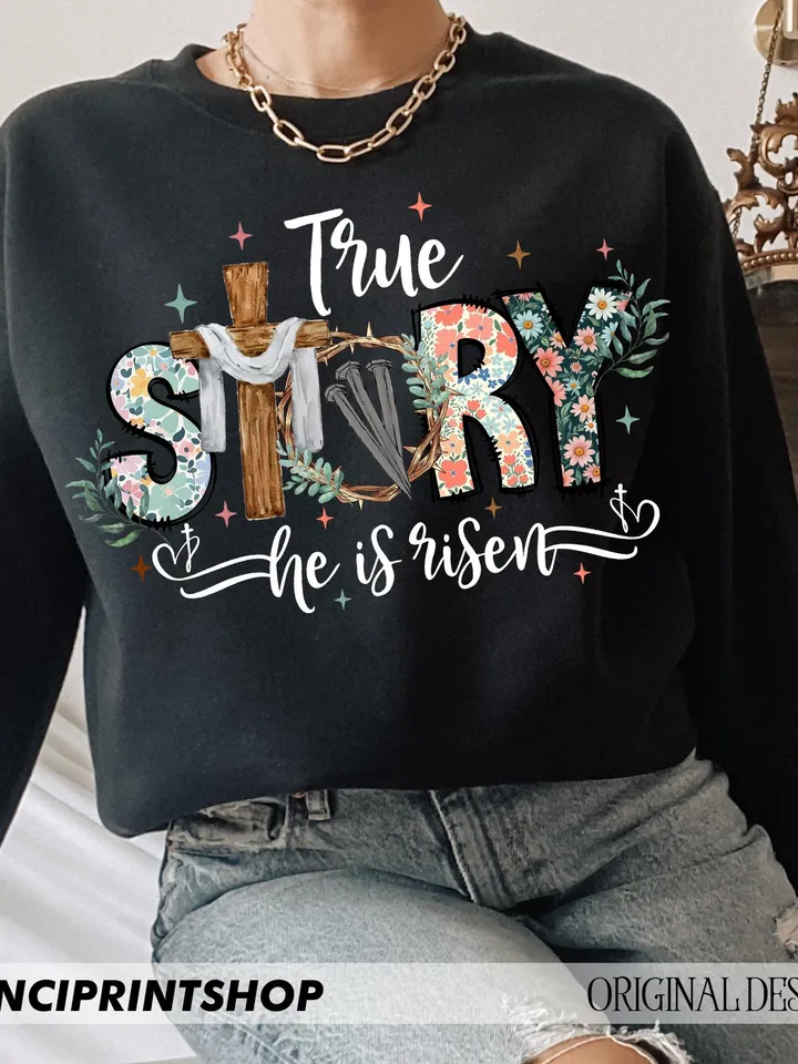 True story he is risen png, Easter Christian png, Retro Easter png, Bible Verse png, Easter png, Jesus Christian png, Religious png design