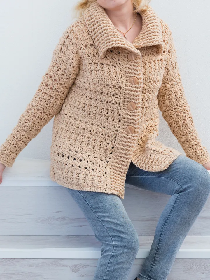 Warm Button Cardigan Crochet Pattern